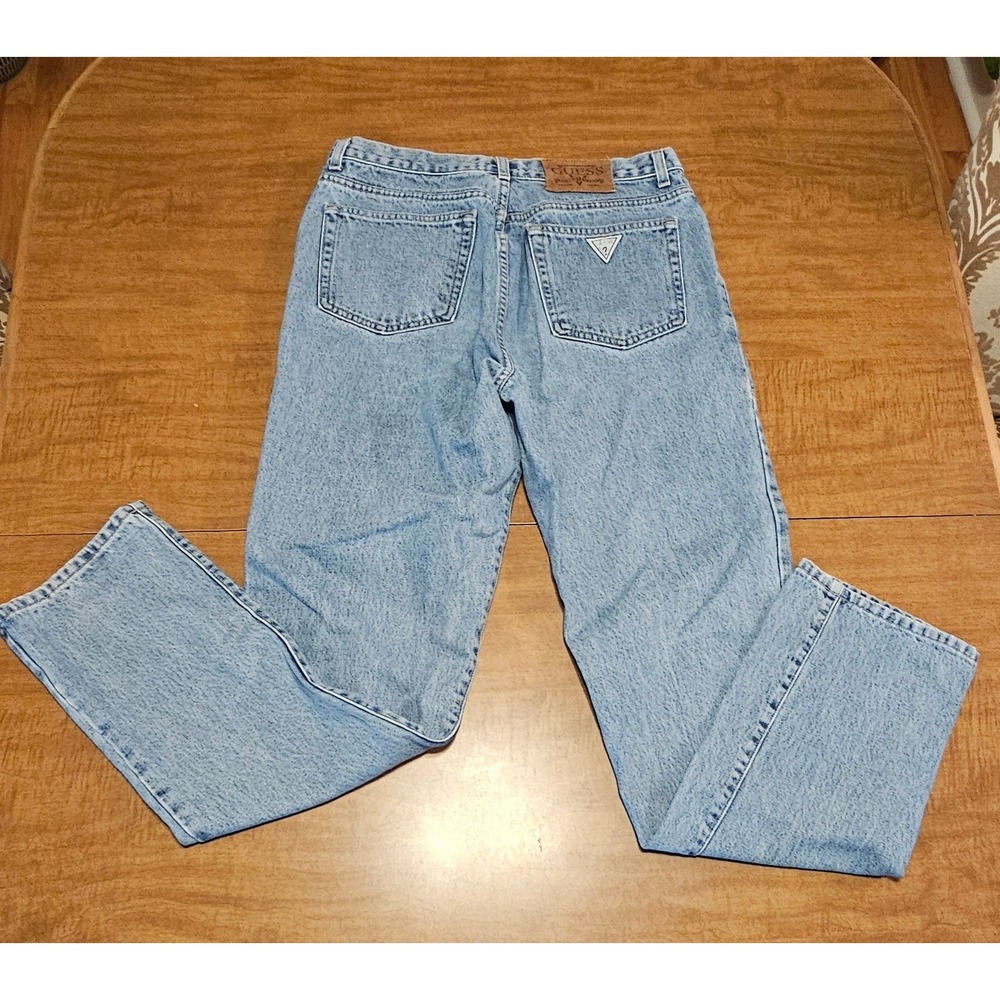 Vintage 80s 90s Men's Guess Jeans 34x34 32x32 Light Wash Triangle Patch USA MJ3